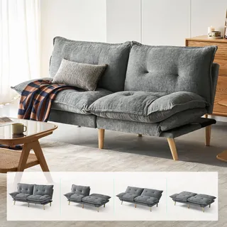 LINSY HOME Sofa mit Schlaffunktion, 3 Sitzer Sofa mit Bettfunktion, Klappsofa Sofa 3 Sitzer, Schlafsofa mit Verstellbarer Rückenlehne Armlehnen (Dunkelgrau)