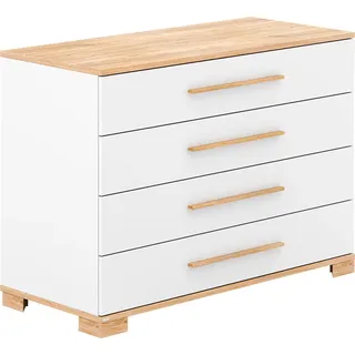 Paidi »YOLANDA in Weiß mit Eiche-Dekor, 4 Schubladen mit Softclose« Massivholz-Griffe, langlebige Kommode, geprüfte Sicherheit 126,8 cm, weiß