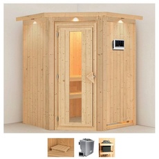 Bild Sauna »Liva«, (Set), 9 KW-Bio-Ofen mit externer Steuerung beige