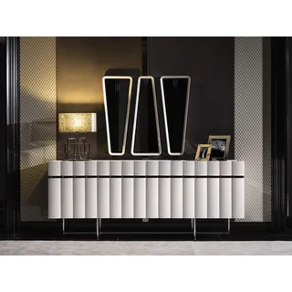Anrichte Sideboard mit Spiegel Gruppe Kommode Holz Weiß Esszimmer Modern
