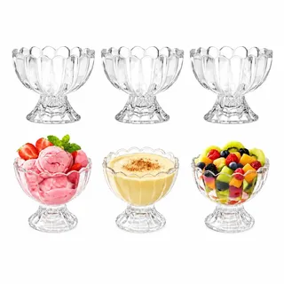 Cabilock 6Er Set Dessertschalen Glas 3.5Oz Mit Fuß Wiederverwendbare Eisbecher Für Pudding Mousse Obst Ideal Für Zuhause Party Und Festliche Anlässe