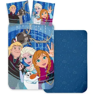 Disney Eiskönigin Friends Bettwäsche 140×200 cm, 70×90 cm - Blau