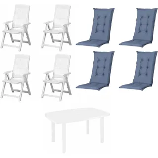 PROGARDEN Tampa + Faro Garten-Essgruppe 85 x 109 x 137 cm weiß 4 St.