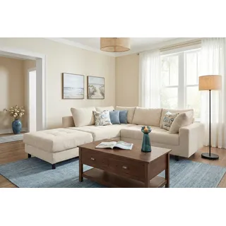 Collection AB Eckcouch Polyester 2-Sitzer Beige