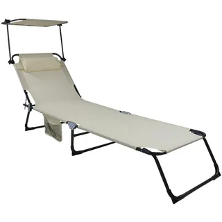 Ambia Garden Gartenliege , Anthrazit, Creme , Metall, Kunststoff, Textil , Füllung: Polyester , 55x24x185 cm , Räder am Kopfende, Kissen, UV-beständig, regenabweisend, rostfrei , Gartenmöbel, Gartenliegen, Sonnenliegen