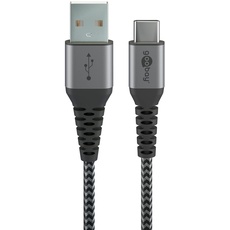 Bild 49296 USB 2.0 USB C 1,0 m USB A Schwarz, Grau