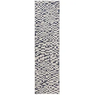 benuta Outdoorteppich Kaleo Blau/Weiß 70x200 cm , Kunststoff , Rechteckig , 70x200 cm , wasserabweisend , Teppiche und Böden, Teppiche, Outdoorteppiche