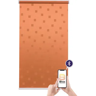 sunlines Elektrisches Rollo »Funky Square«, blickdicht, mit Bohren, freihängend, appgesteuert via Bluetooth, mit Akku und Motor, weißer Fallstab, orange