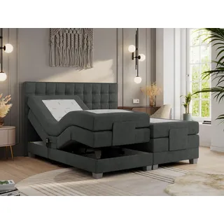 Boxspringbett mit Motor, elektrisch - Elektro - 200x200cm - Dunkelgrau - H3 - Dunkelgrau