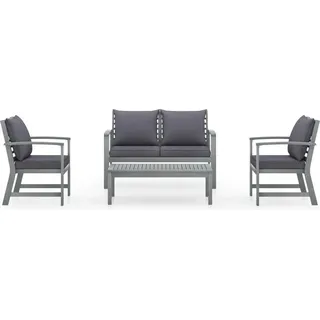 vidaXL 4-tlg. Garten-Lounge-Set mit Auflagen Massivholz Akazie - Grau