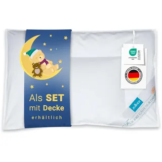 ZOLLNER dünnes Kinder & Kleinkinder Premium Daunenkissen aus 90% Daunen und 10% Federn - Bezug aus hochwertiger Baumwolle - Made in Germany - waschbar bis 60°C - 40x60cm - für Kinder bis 5 Jahre