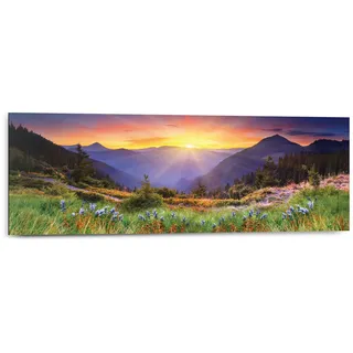 Deco-Panel REINDERS "Sonnenuntergang in den Bergen", bunt (farbe bild(er): mehrfarbig), B:90cm H:30cm T:2cm, Bilder, Deco-Panel, Wohnzimmer - Mehrfarbig - MDF - Landschaften - 90x30 cm