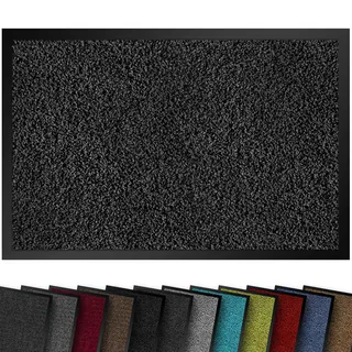 comflor Hochwertige Fußmatte Anthrazit 60x90 groß für Innen & Außen - Schmutzfangmatte rutschfest, waschbar & wetterfest - Fussmatte für Eingangsbereich & Aussenbereich - Läufer Flur dünn