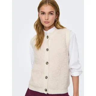 Jdy JDYEIRA LIFE S/L O-NECK BUTTON VEST KNT Beige S