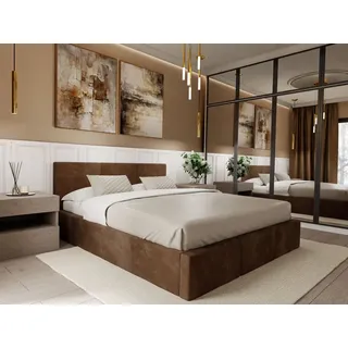 Muralo Polsterbett Stoffbett Bett mit Container Doppelbett Modernes Design braun 140cmx200cm - Braun