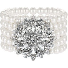 BABEYOND 1920s Armband Damen Perlen Blinkende Kristall Armband 20er Jahre Party Zubehör Armband Damen Gatsby Kostüm Accessoires (Silber - Stil2)