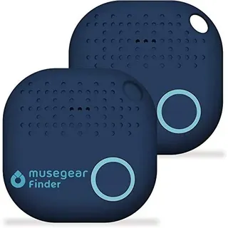 musegear Schlüsselfinder mit Bluetooth App aus Deutschland I Maximaler Datenschutz I dunkelblau 2er Pack I Für iOS & Android I Schlüssel Finden