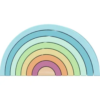Tooky Toy Regenbogen Stapelturm aus Holz in Pastellfarben | Stapelspielzeug in Regenbogenform / Regenbogenstapler / Bausteine | Montessori Spielzeug