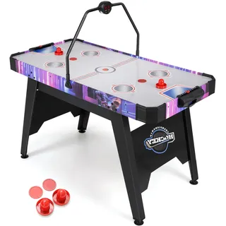 HOMASIS Airhockey Tisch, Air Hockey Spieltisch mit 12V-Motor & LED-Punktezähler, elektronischer Tischhockey inkl. 2 Pucks & 2 Schiebern, Airhockeytisch Lufthockey Speedhockey für Kinder & Erwachsene