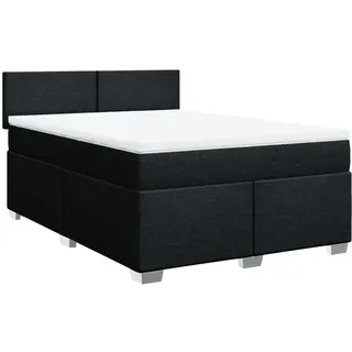 vidaXL Boxspringbett mit Matratze Schwarz 160x200 cm Stoff - Schwarz