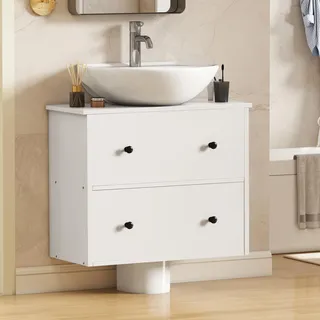 YITAHOME waschbeckenunterschrank mit schubladen,wall-Mounted Bathroom Vanity Cabinet, unterschrank waschbecken wandmontage, Bad unterschrank Weiss, 60 * 30 * 50 cm