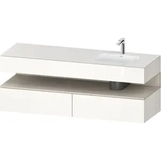 Duravit Qatego Einbauwaschtisch mit Konsolenwaschtischunterbau, 1600x550x600mm, Nische Taupe Supermatt, Becken rechts, QA4796083, Farbe: Weiß Hochglanz