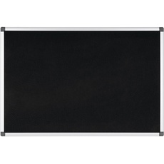 Bild Filztafel Maya, Mit Aluminiumrahmen, Schwarze Filzoberfläche, Zum Gebrauch Mit Pinnnadeln, Pinnwand, 90 x 60 cm