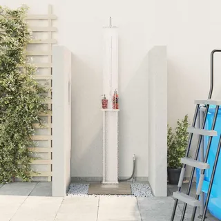 vidaXL Gartendusche 246 cm Massivholz Kiefer und Edelstahl Weiß - Weiß