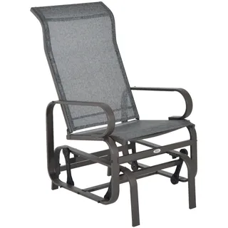 Outsunny Schaukelstuhl, Metall, Texteline, Grau, 60 x 73 x 104 cm , 73x105x60 cm , Gartenmöbel, Gartenliegen, Liegestühle