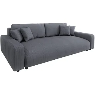 S-Style Möbel Bigsofa Emma Grau Cord , Textil , Echtholz,Buche, Birke , Füllung: Silikon,Silikon,Polyetherschaumkern , 234x78x122 cm , Blauer Engel, FSC Mix, Oeko-Tex®, Hergestellt in Europa , Wohnzimmer, Sofas & Couches, Sofas, Bigsofas