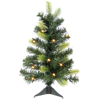 Flair Flower Tannenbaum LED-Licht Timerfunktion Mini-Tannenbaum Ständer Christbaum Weihnachtsbaum Kunsttanne Weihnachtsdeko Baumständer Tannenbaumständer Christbaumständer Deko,Grün,270793GN,ca. 60cm