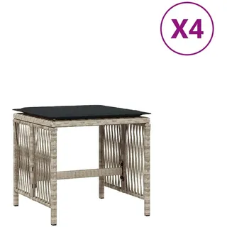 Gartenhocker mit Kissen 4 Stk. Hellgrau 41x41x36 cm Poly Rattan - Grau, Hellgrau