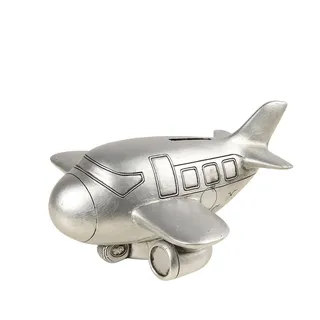 Ambiente Haus Spardose »Flugzeug, silberfarben« Sparschwein, Retro-Design, ideales Geschenk, silberfarben