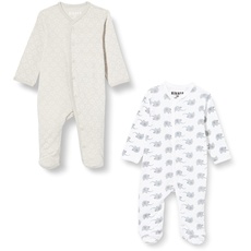 HIKARO Baby Sleepsuits with Long Sleeves and Feet, Light Grey (142), 2-3 Months