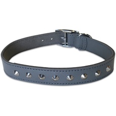 BBD Pet Products Nietenhalsband aus Leder, 2,5 x 53,3 bis 61 cm, Einheitsgröße, Grau