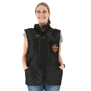 Dingo Gear Trainingsweste mit Kapuze reflektierenden Elementen Mehreren funktionalen Taschen Ganzjahres handgefertigt aus Polyester und Mesh entwickelt für Hundetraining Große S Schwarz S01506