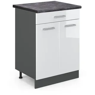Vicco Schubladenschrank Küchenunterschrank R-Line 60 x 81,6 x 60 cm Weiß Hochglanz