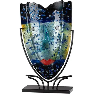 Glas Art Bodenvase Magic aus Glas - oval - blau - Höhe 49cm x Breite 30cm - Nicht wasserdicht - handbemalt