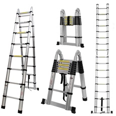 5M Teleskopleiter aus Aluminium,Klappleiter Multifunktionsleiter Ausziehleiter 16 Stufe Stehleiter max. Traglast 150 kg