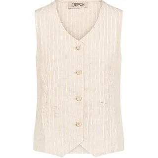 Blusenkimono CARTOON "Sommerweste mit Streifen", Damen, Gr. 42, bunt (nature, silber), Obermaterial: 53% Leinen LI. 45% Viskose CV. 2% Polyester PES., Blusen Blusenkimono
