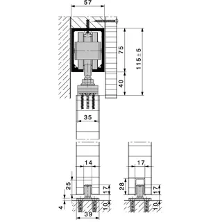 Beschlagset HAWA Junior 250/A ohne Laufschiene