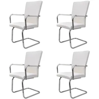 vidaXL Freischwinger Kunstleder weiß 4er Set