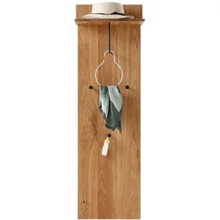 Mid.you Garderobenpaneel , Schwarz, Eichefarben , Holz, Metall , Eiche , massiv , 42x135x20 cm , Aufhängemöglichkeit, Hutablage, Kleiderstange , Garderobe, Garderobenpaneele, Garderobenpaneele