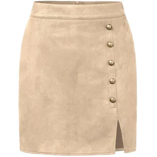 MAOAEAD Wildleder Rock für Damen Hohe Taille Mini Rock Sexy Faux Wildleder Röcke Herbst Winter Metall Schnalle Bodycon Short Rock