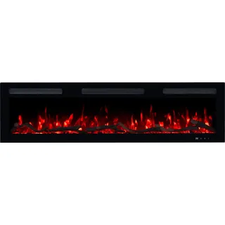 Elektrischer Kamin Emotion Flame Monarch 127 – Premium-Feuer – zur Wandmontage und zum Einbau – 127x13x35 cm – LED-Kamin mit Heizung 900/1800 W