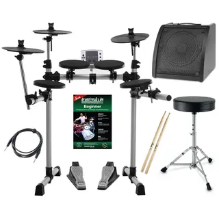 XDrum DD-400 E-Drum-Set Komplettset mit Verstärker, Kabel, Drumhocker, Schule und Sticks