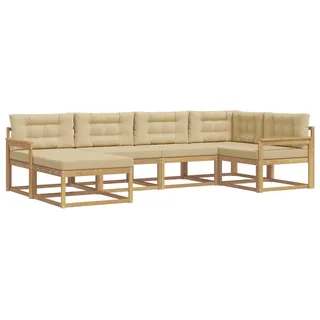 vidaXL Outdoor-Sofagarnitur mit Kissen 5 pcs Weiß und Beige Polyester - Braun