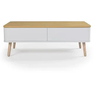 Menzzo Bergen Skandinavischer Couchtisch aus Holz, Weiß