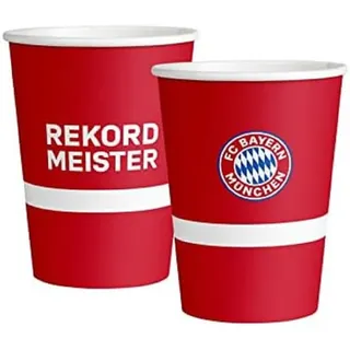 Amscan 9906507-66 - Becher FC Bayern München, 8 Stück, 250 ml, Papier, Pappbecher, Einweggeschirr, Fußball, Party, Fan, Geburtstag