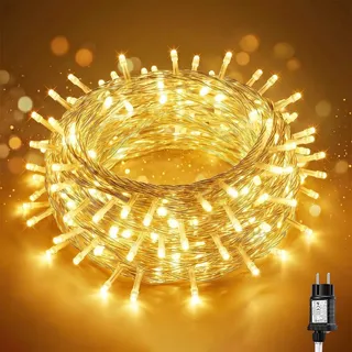 salcar LED Lichterkette 10 m Transparent Warmweiß